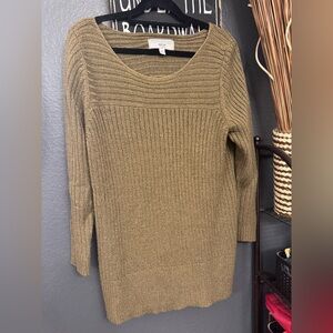 Avenue Olive Green/Brown Scoop Neck Ribbed Sweater. Size 18/20. Avenue